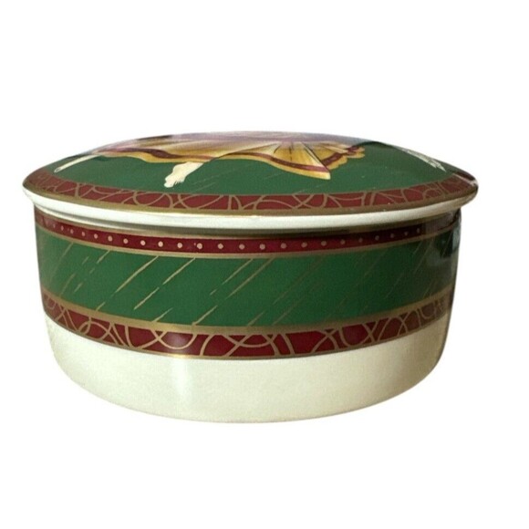 Mikasa Wings of Joy Christmas Trinket Box Porcelain 5'' Peace Joy Love Vtg 1990s - Picture 3 of 6